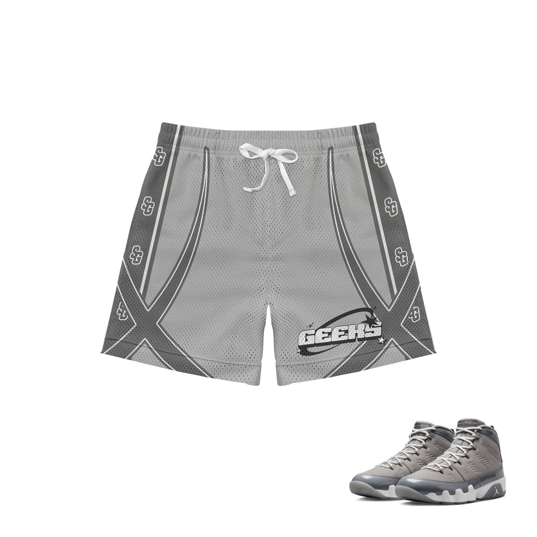 GEEKS Spectrum Mesh Shorts to match Retro Jordan 9 Cool Grey sneakers