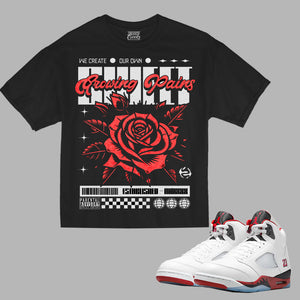 Growing Paints Boxy T-Shirt to match Retro Jordan 5 Fire Red Black Tongue
