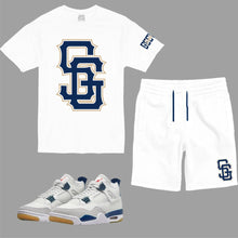 Load image into Gallery viewer, SG Giants Short Sets to match Retro Jordan 4 SB navy sneakers
