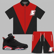 Load image into Gallery viewer, Super S Windbreaker Short Set to match Retro Jordan 6 Infrared Salesman
