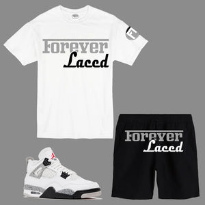Forever Laced Racer Short Set to match Retro Jordan 4 White Cement sneakers