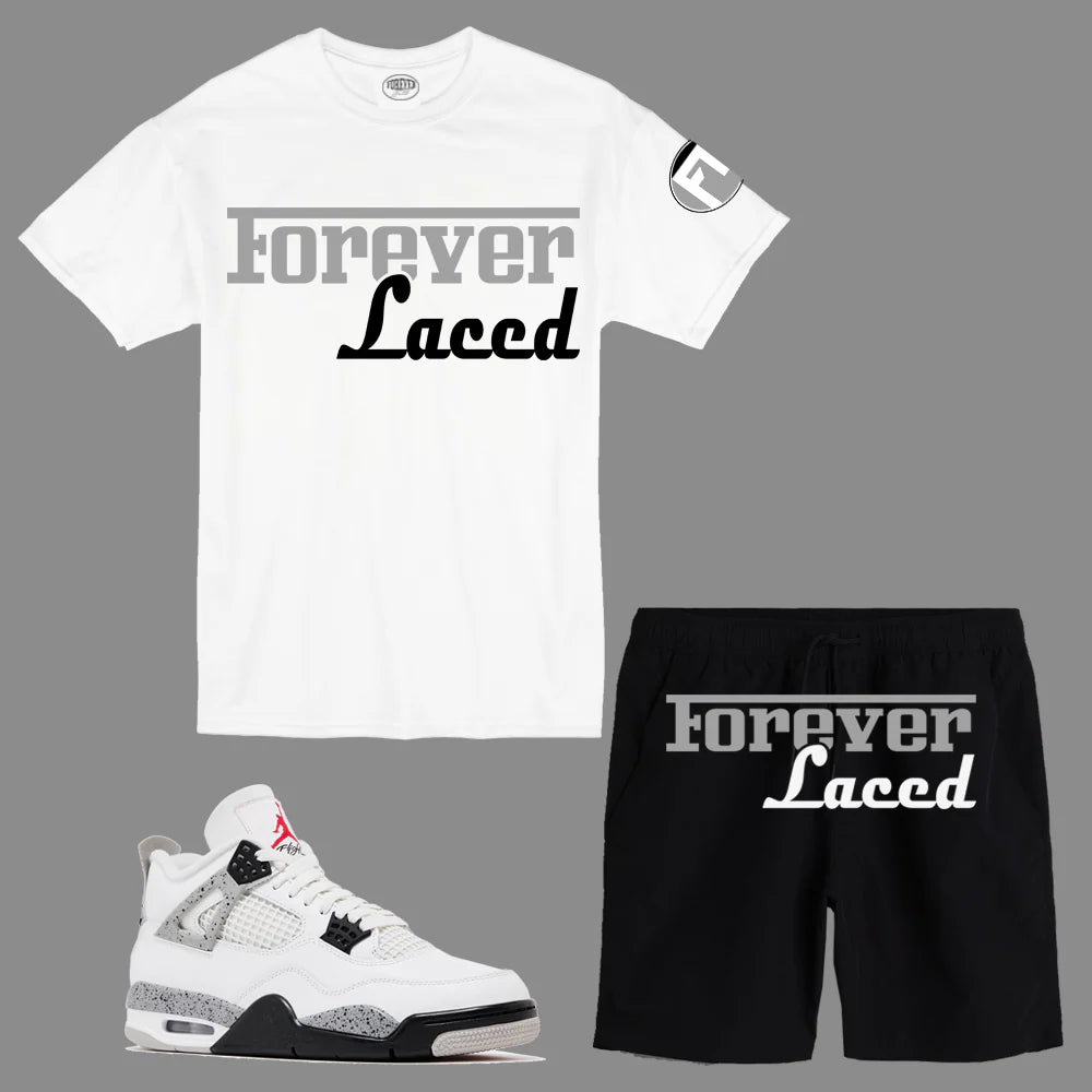 Forever Laced Racer Short Set to match Retro Jordan 4 White Cement sneakers