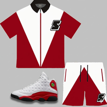 Load image into Gallery viewer, Super S Windbreaker Short Set to match the Retro Jordan 13 OG Chicago sneakers
