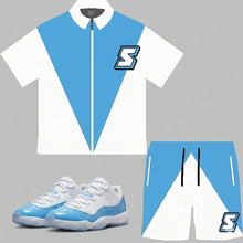 Load image into Gallery viewer, Super S Windbreaker Short Set to match Retro Jordan 11 Low University Blue
