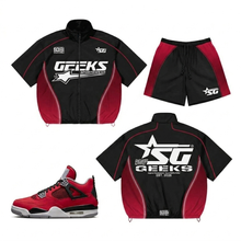 Load image into Gallery viewer, GEEKS Sportswear Nylon Short Set to match Retro Jordan 4 Toro Bravo
