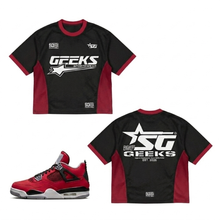Load image into Gallery viewer, GEEKS Sportswear Mesh Jersey T-Shirt to match Retro Jordan 4 Toro Bravo
