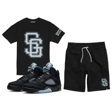Load image into Gallery viewer, SG Giants Short Set to match Retro Jordan 5 Black University Blue sneakers
