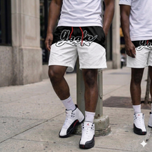 Load image into Gallery viewer, GEEKS Windbreaker Shorts to match Retro Jordan 12 Taxi Flip sneakers
