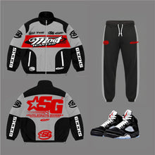 Load image into Gallery viewer, SG Most Wanted Windbreaker Set - Black, Grey and Red
