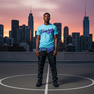 Forever Laced FL Stadium Outfit to match Retro Jordan 8 Aqua sneakers