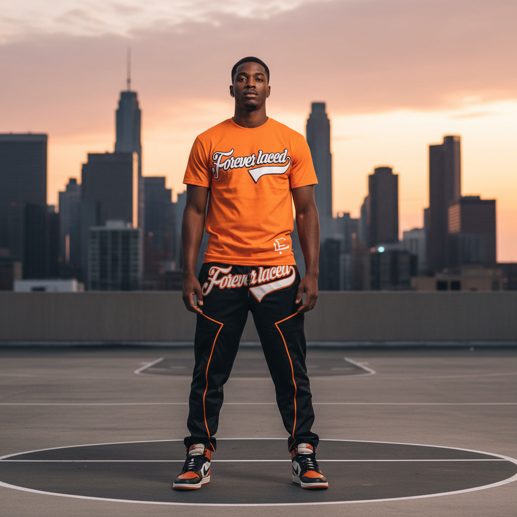 Forever Laced Stadium Outfit to match Retro Jordan 1 Shattered Backboard sneakers