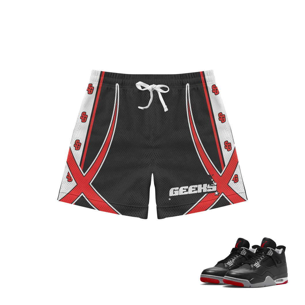 GEEKS Spectrum Mesh Shorts to match Retro Jordan 4 Bred Reimagined sneakers