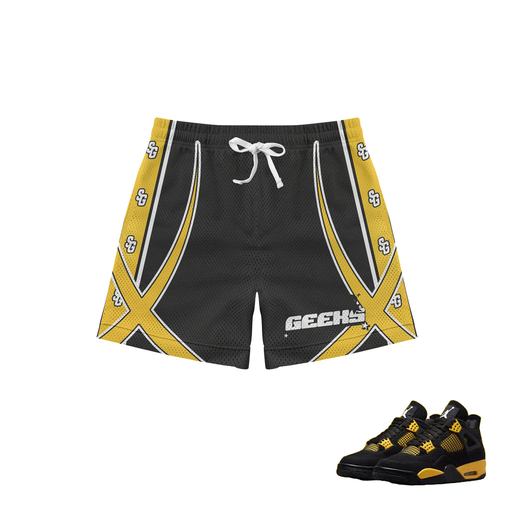 GEEKS Spectrum Mesh Shorts to match Retro Jordan 4 Thunder sneakers