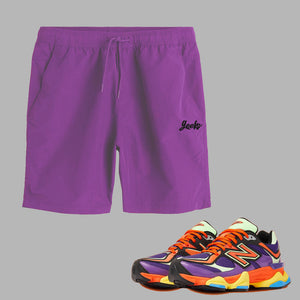GEEKS Shorts 1 to match New Balance 9060 Prism Purple sneakers