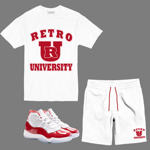 Retro University Short Set to match Retro Jordan 11 Cherry sneakers