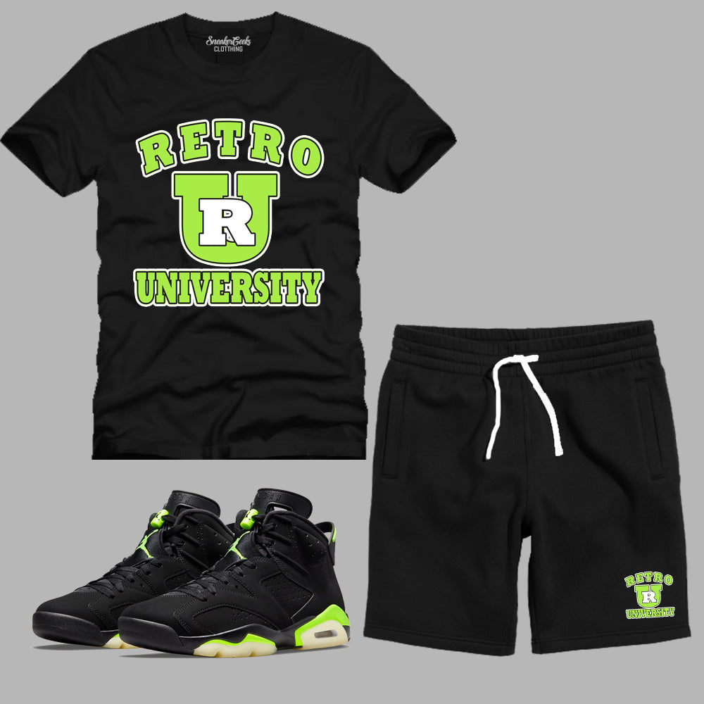 Retro University Short Set to match the Retro Jordan 6 Electric Green sneakers