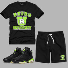 Load image into Gallery viewer, Retro University Short Set to match the Retro Jordan 6 Electric Green sneakers
