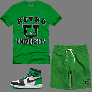 Retro University Short Set to match the Retro Jordan 1 Lucky Green sneakers