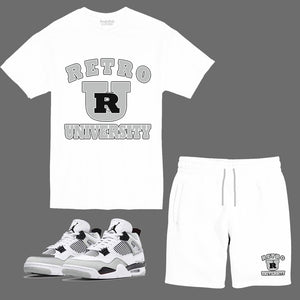 Retro University Short Set to match the Retro Jordan 4 Military Black sneakers