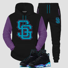 Load image into Gallery viewer, SG Giants Hooded Sweatsuit to match Retro Jordan 6 Aqua sneakers
