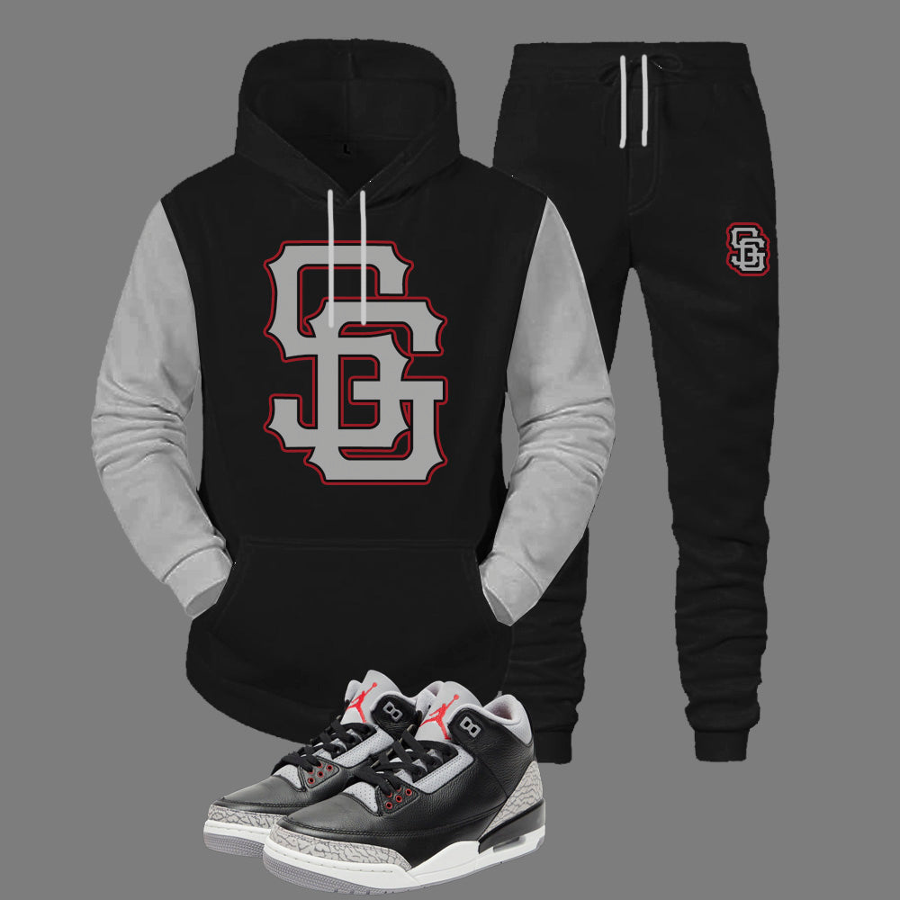 SG Giants Hooded Sweatsuit to match Retro Jordan 3 Black Cement sneakers