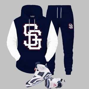 SG Giants Hooded Sweatsuit to match Retro Jordan 6 Olympic sneakers