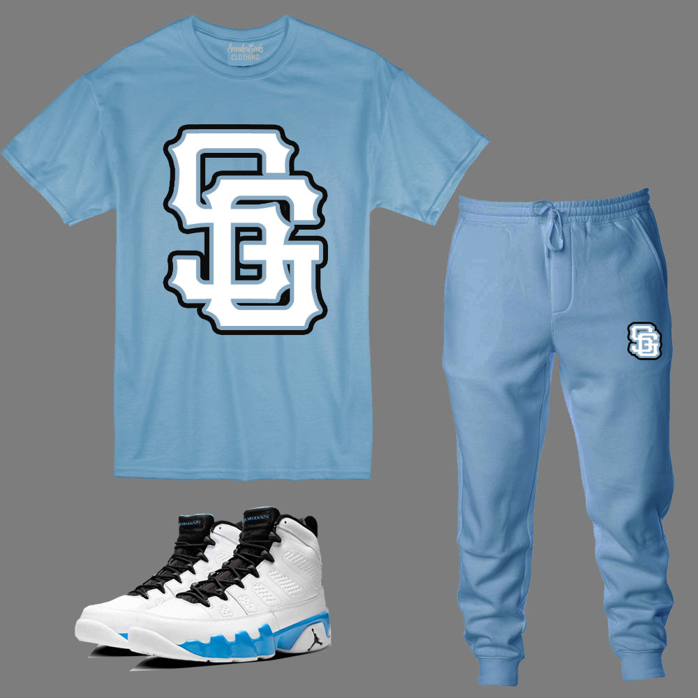 SG Giants Outfit to match Retro Jordan 9 Powder Blue sneakers