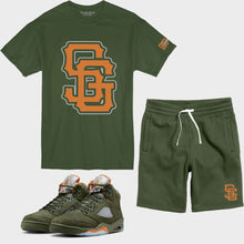 Load image into Gallery viewer, SG Giants Short Set to match Retro Jordan 5 Olive sneakers
