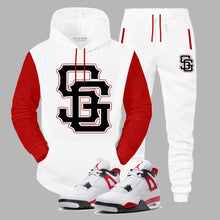 Load image into Gallery viewer, SG Giants Sweatsuit to match Retro Jordan 4 Red Cement sneakers
