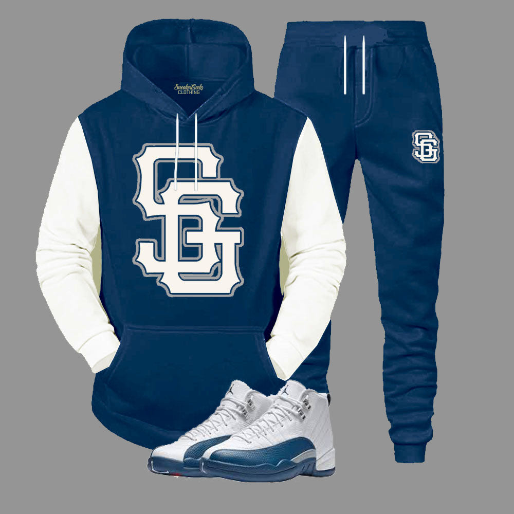 SG Giants Hooded Sweatsuit to match Retro Jordan 12 French Blue sneakers