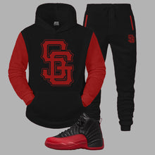 Load image into Gallery viewer, SG Giants Hooded Sweatsuit to match Retro Jordan 12 Flu Game sneakers
