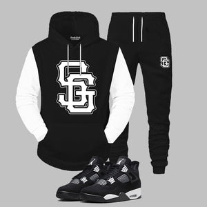 SG Giants Hooded Sweatsuit to match Retro Jordan 4 White Thunder sneakers