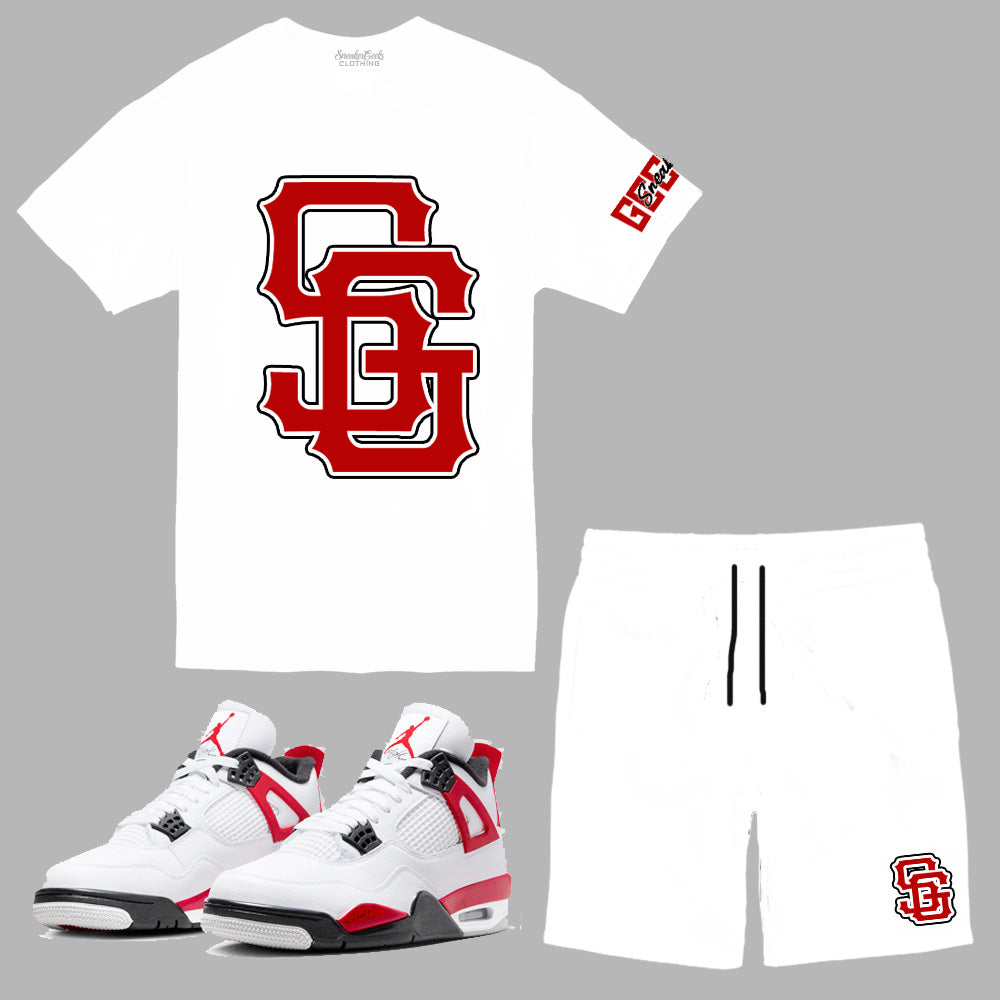 SG Giants Short Set to match Retro Jordan 4 Red Cement sneakers