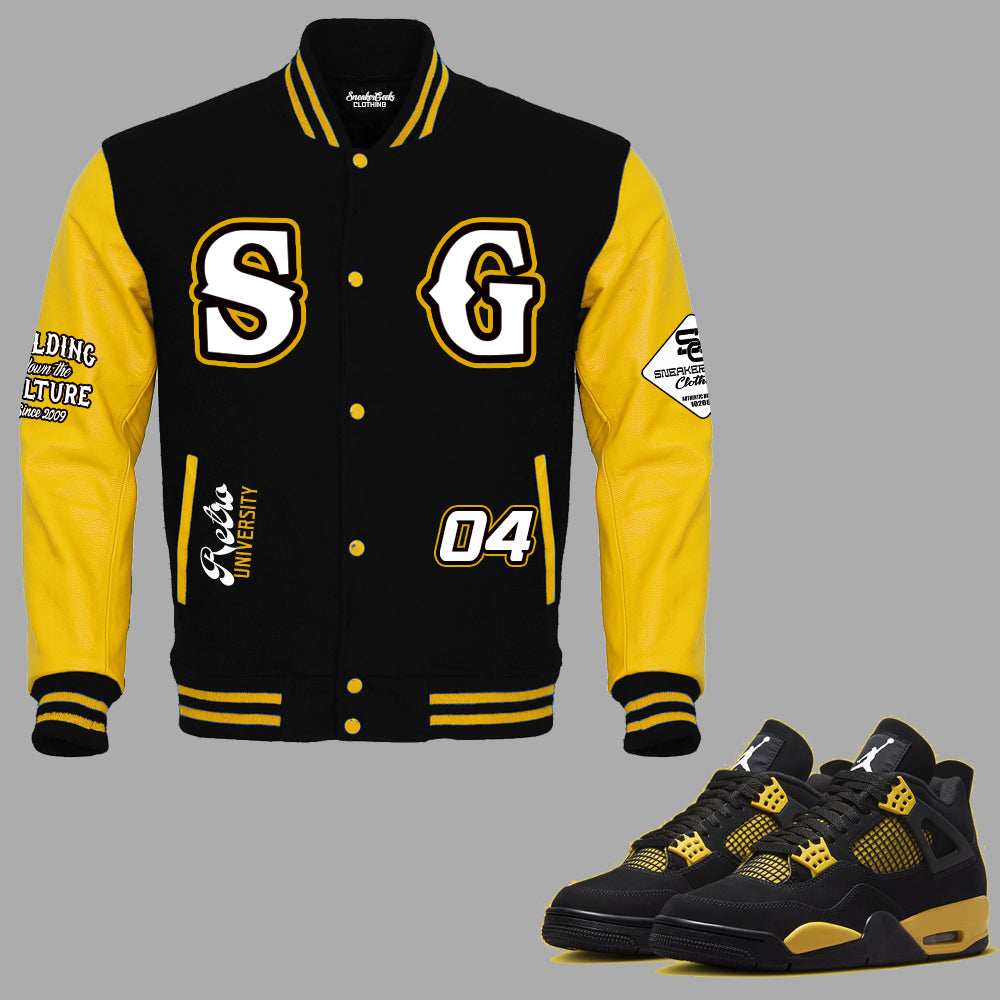 SG Thunder Youth Varsity Jacket to match Retro Jordan 4 Thunder sneakers