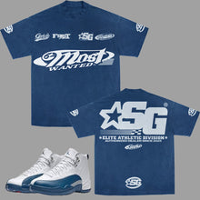Load image into Gallery viewer, SG Most Wanted T-Shirt to match Retro Jordan 12 French Blue sneakers
