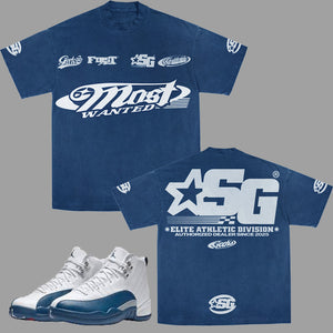 SG Most Wanted T-Shirt to match Retro Jordan 12 French Blue sneakers