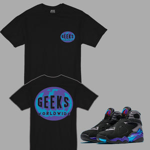 GEEKS Worldwide T-Shirt to match Retro Jordan 8 Aqua sneakers