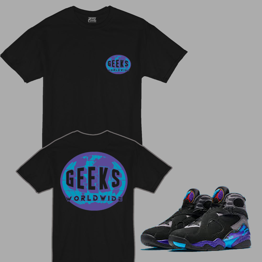 GEEKS Worldwide T-Shirt to match Retro Jordan 8 Aqua sneakers