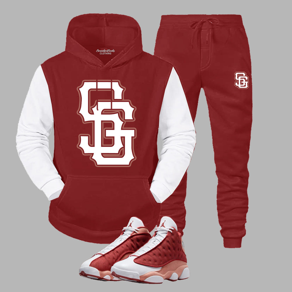 SG Giants Hooded Sweatsuit to match Retro Jordan 13 Red Dune sneakers