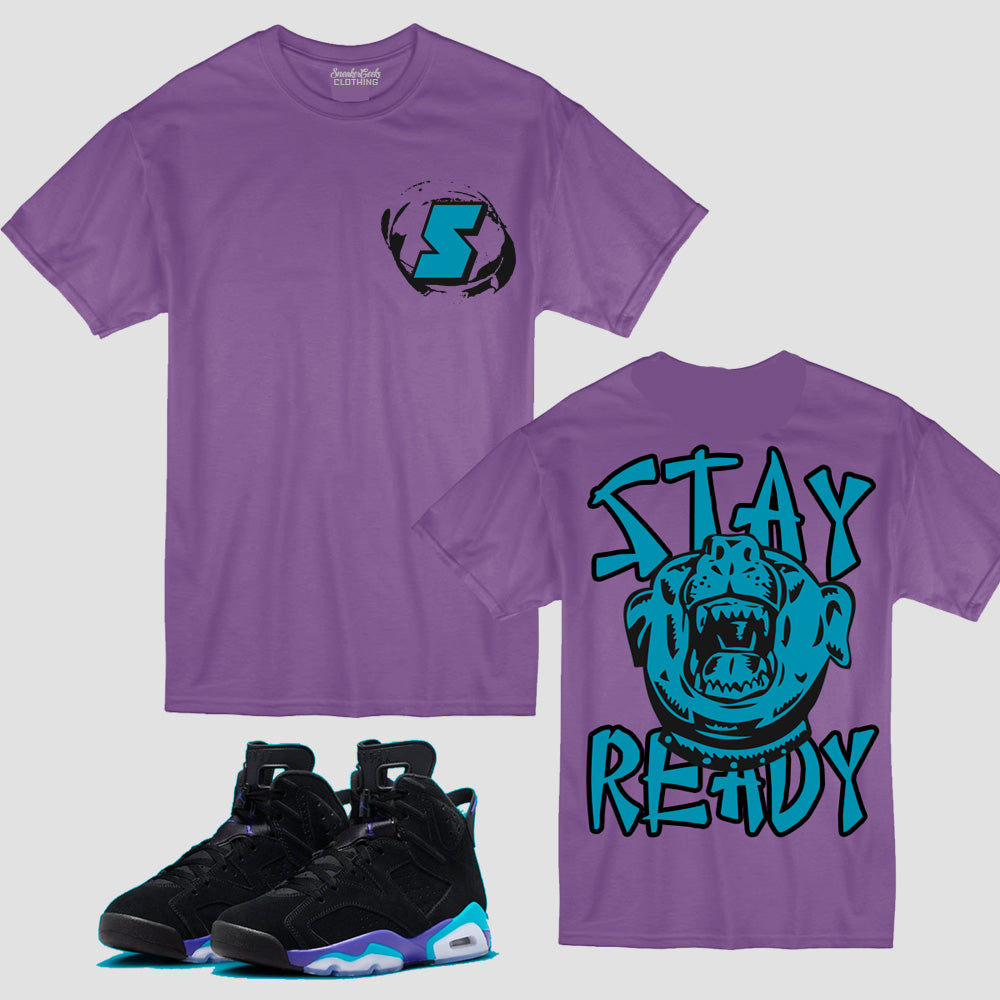STAY READY T-Shirt to match Retro Jordan 6 Aqua sneakers