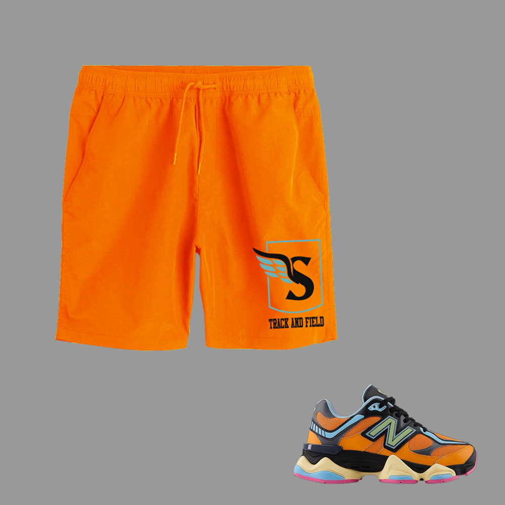 S Track and Field Shorts to match New Balance 9060 Sun Glow Team Sky Blue sneakers