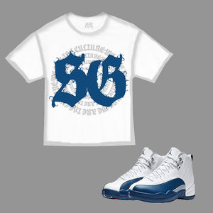 We Are The Culture Sun Faded T-Shirt to match Retro Jordan 12 French Blue sneakers