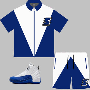 Super S Windbreaker Short Set to match Retro Jordan 12 Blueberry sneakers