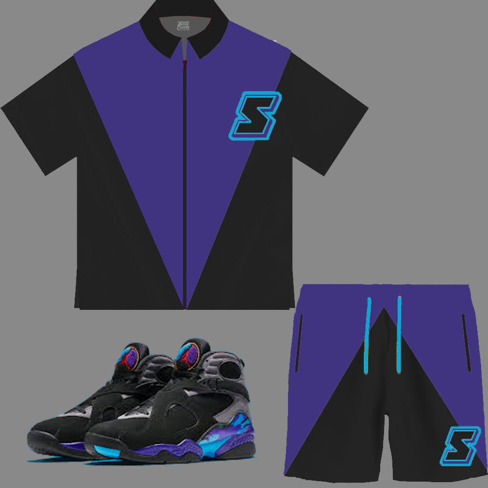 Super S Windbreaker Short Set to match Retro Jordan 8 Aqua sneakers
