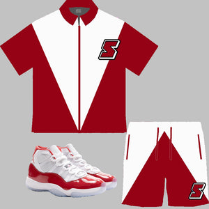 Super S Windbreaker Short Set to match the Retro Jordan 11 Cherry sneakers