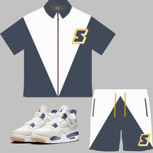 Load image into Gallery viewer, Super S Windbreaker Short Set to match Retro Jordan 4 Navy SB sneakers
