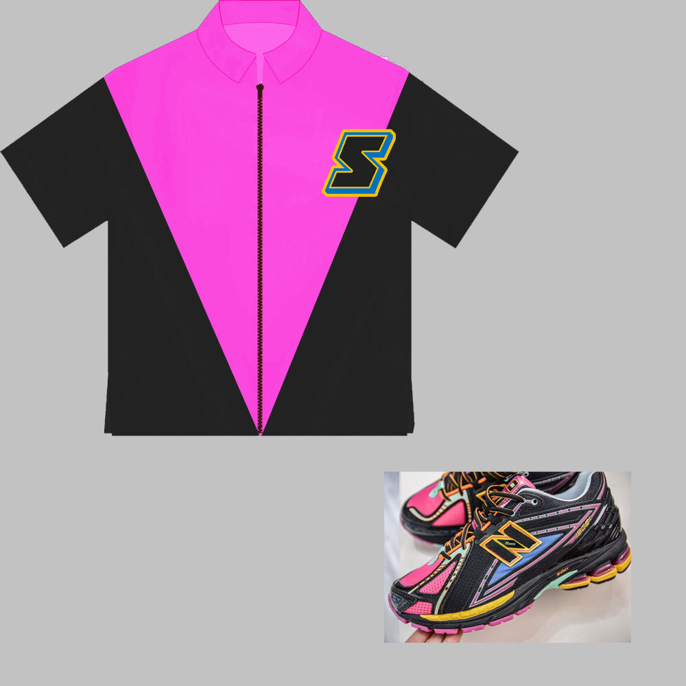 Super S Zipped Collar Shirt to match New Balance 1906r Neon Nights sneakers