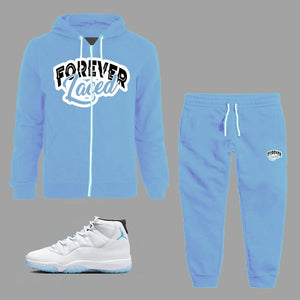 Forever Laced Zipped Hoodie Sweatsuit to match Retro Jordan 11 Colombia/Legend Blue sneakers