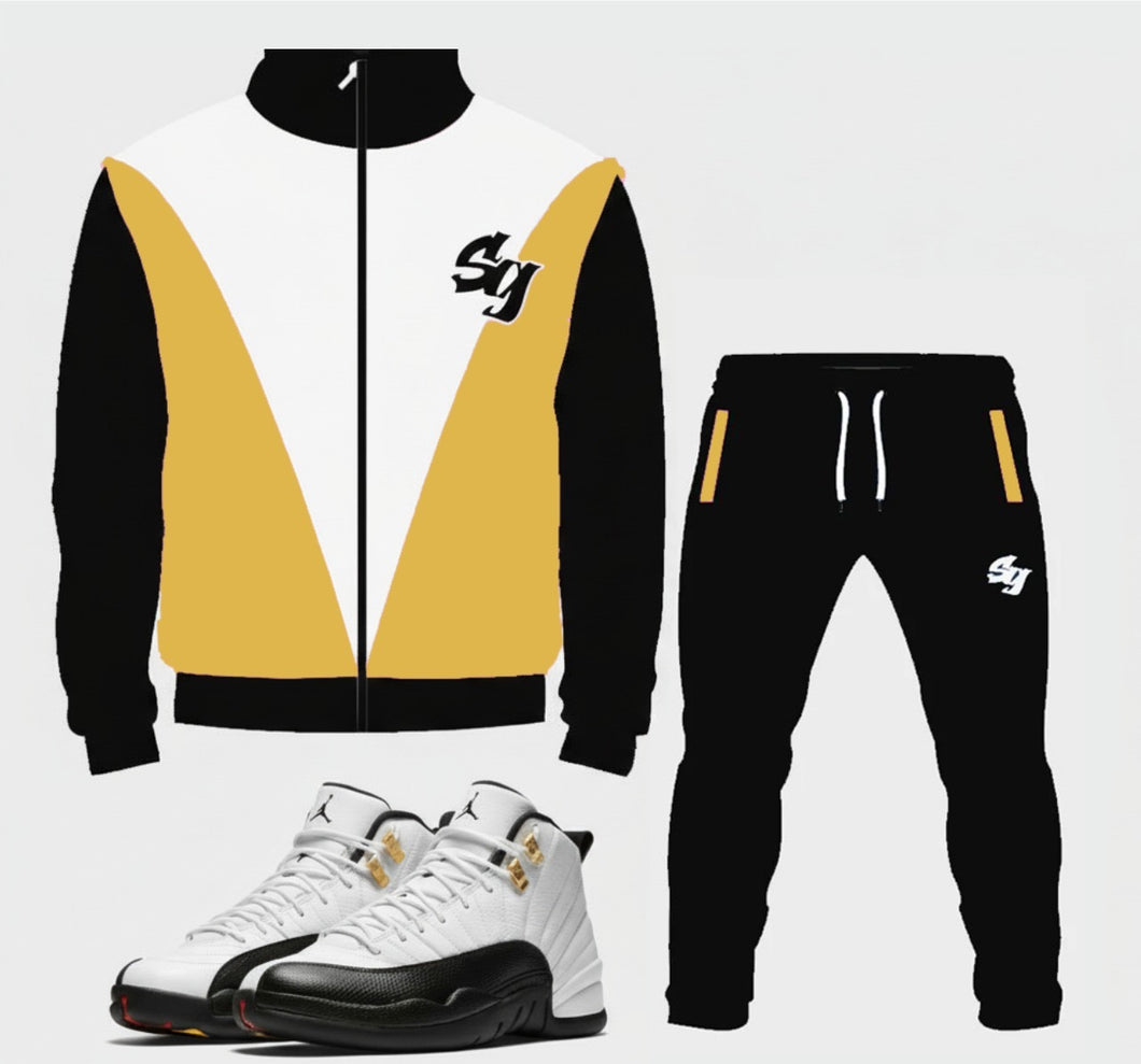 SG Nostalgia Tracksuit to match Retro Jordan 12 Taxi sneakers