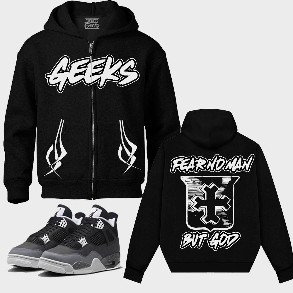 FEAR NO MAN Zipped Hoodie to match Retro Jordan 4 Fear Sneakers